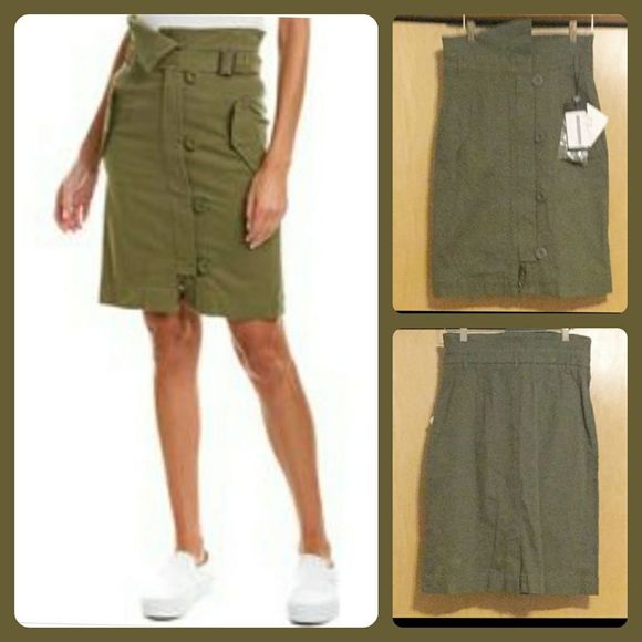 MaxMara Dresses & Skirts - MAX MARA Virtus Zip Front Military Pencil Skirt